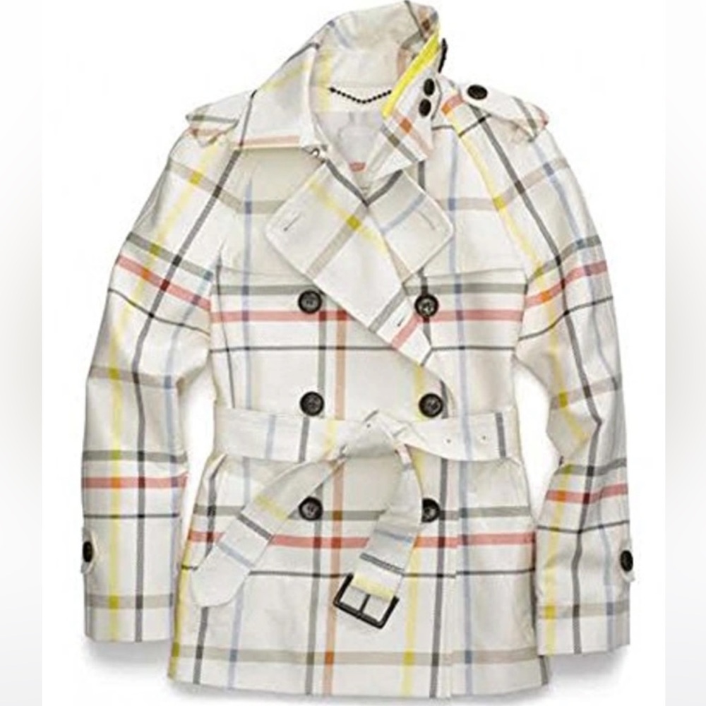 Coach Short Trench Coat in Tattersall